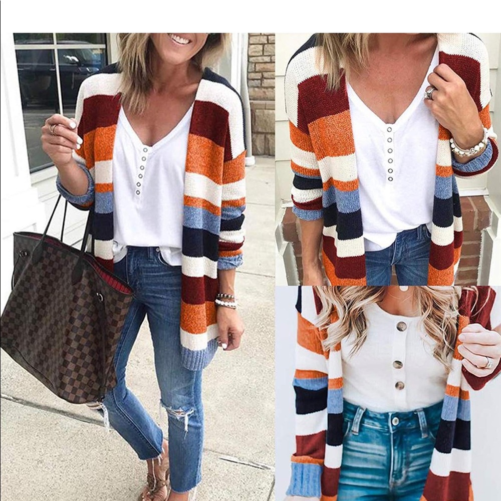 Multicolored striped cardigan size M